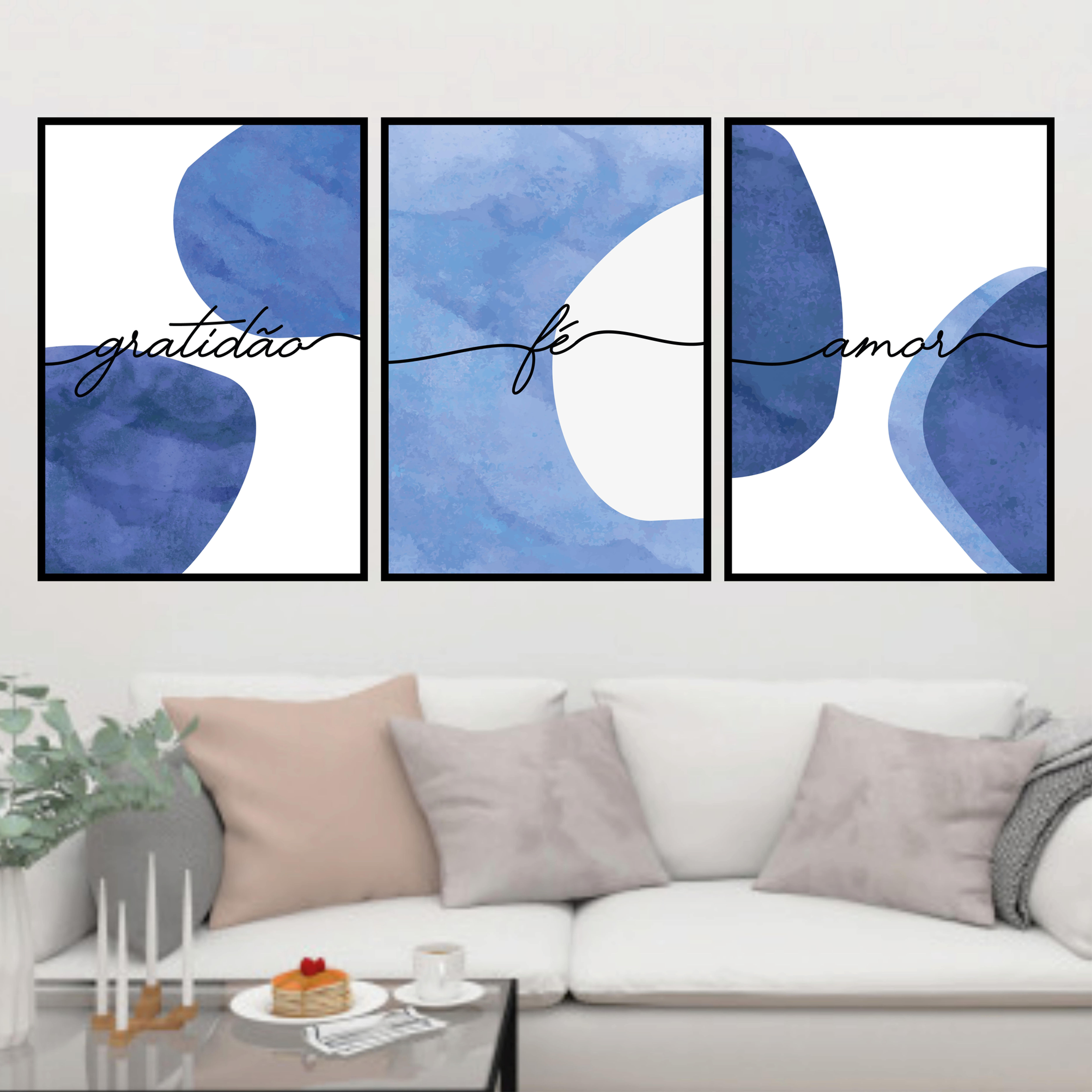 Gratidão Fé Amor - círculos Azul