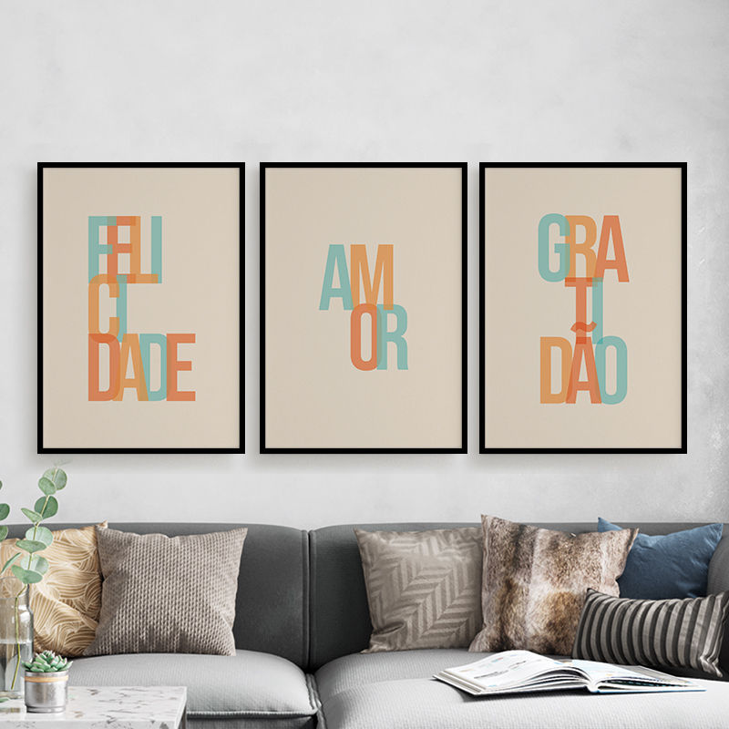 Miniatura: Amor Felicidade Gratidão - Letras sobrepostas Azul e Laranja