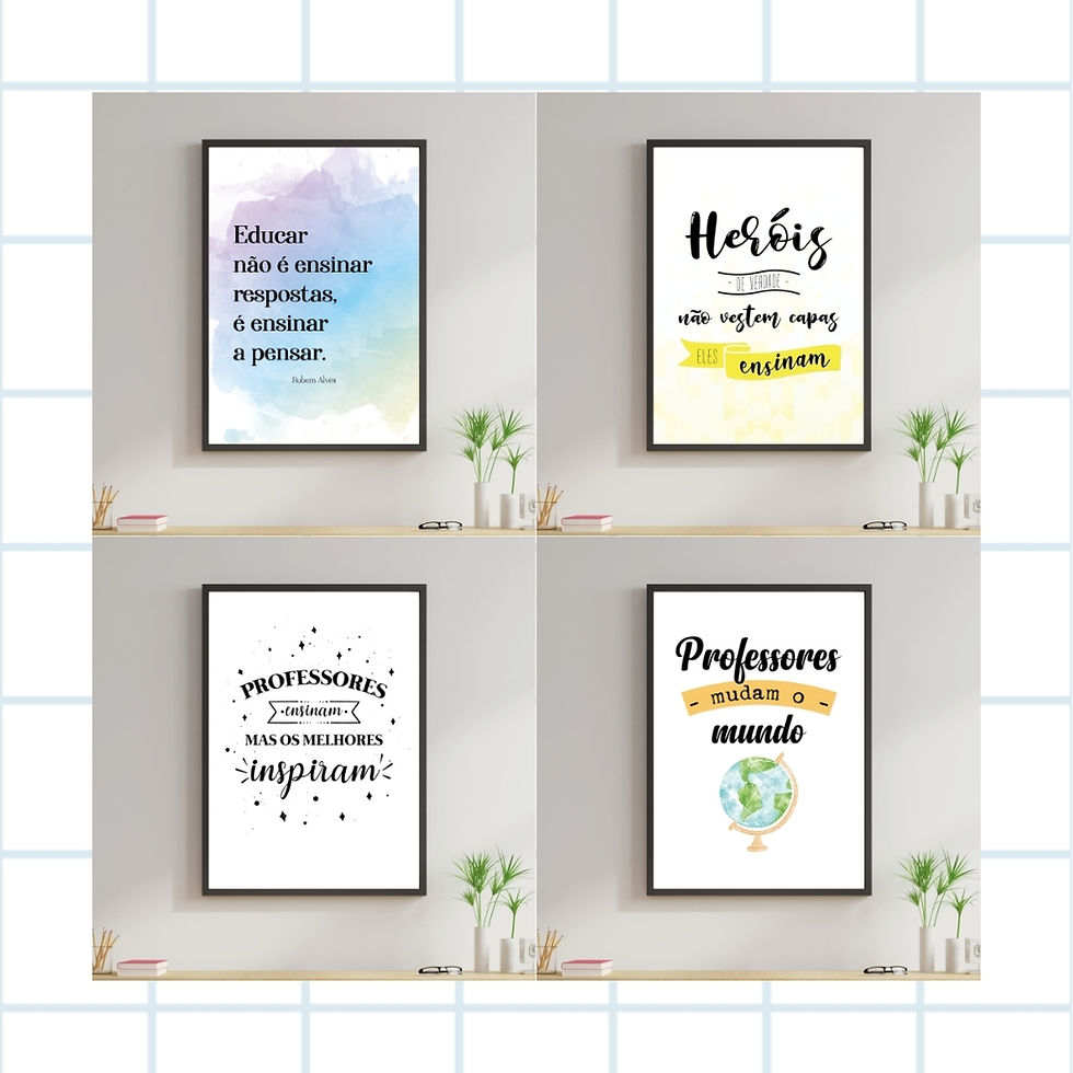 Thumbnail: Pacote de artes digitais para Quadros decorativos para presente de Dia dos Professores com frases