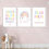 Thumbnail: Arte Trio Quadros Infantis Decorativo para Imprimir com frase Seja forte e corajosa Be Happy Arco Íris Sonhe alto menina