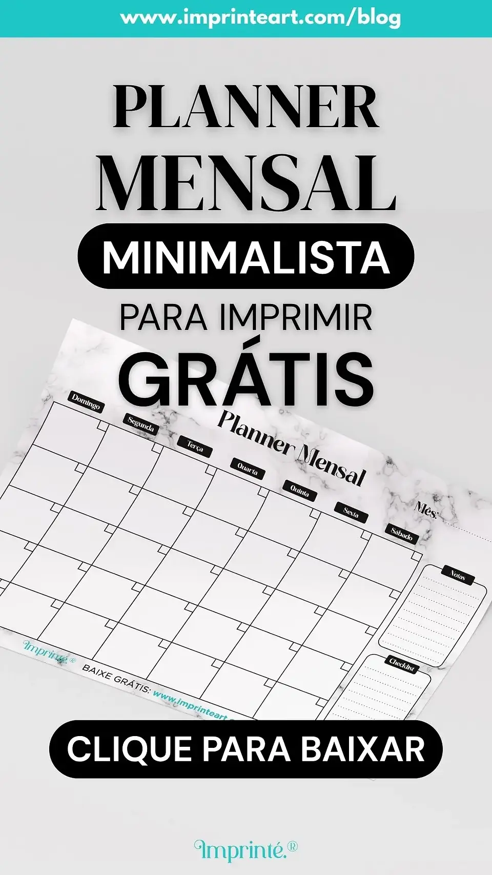 Planner Digital Minimalista Preto e Branco Grátis para Imprimir: Organize-se com Estilo