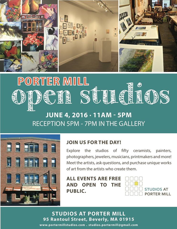 open studio event at porter mill arts collaborative local arts event flyer