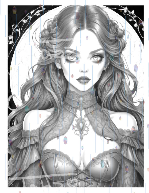 Thumbnail: Gothic Dolls Vol. 1 Grayscale Coloring Pages