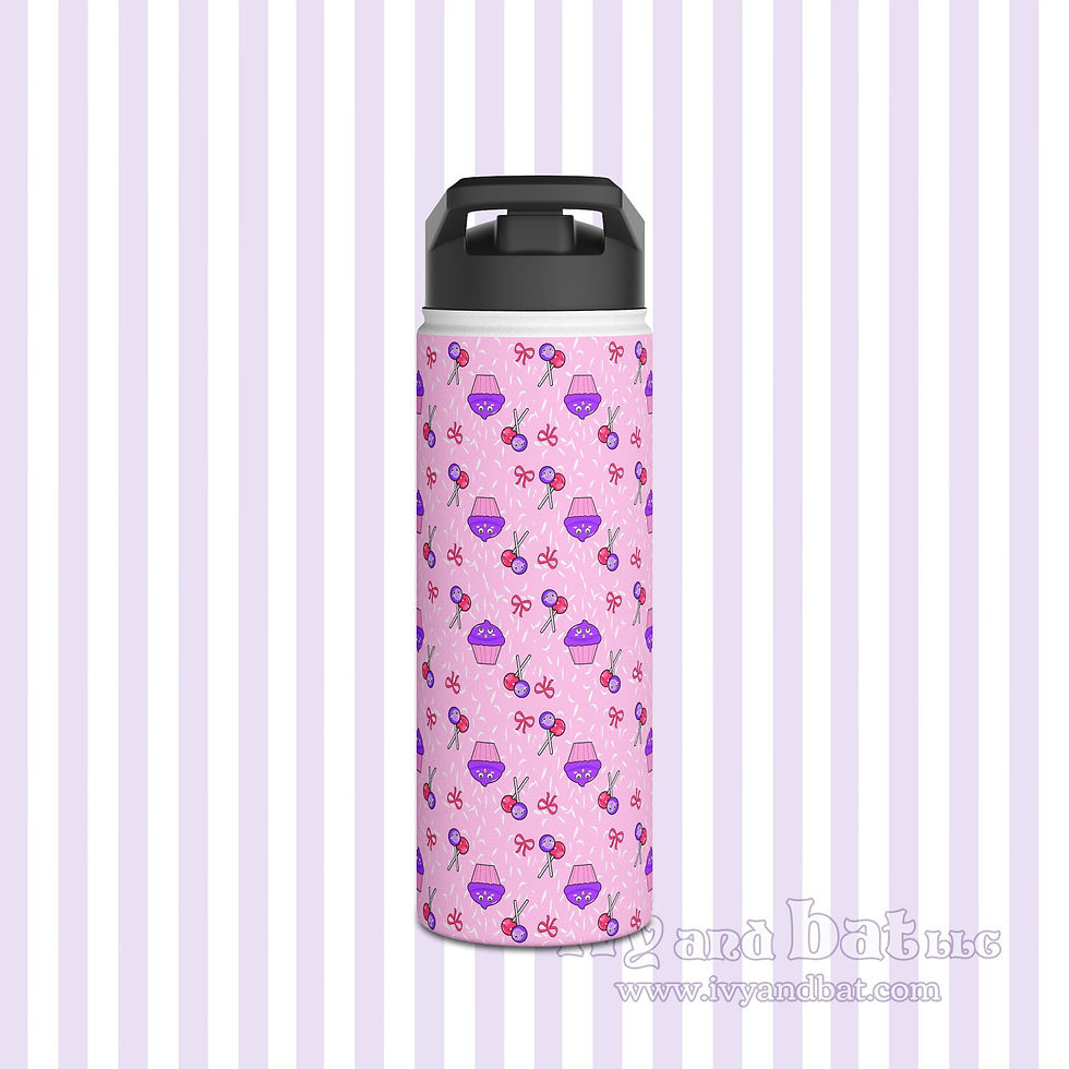 Thumbnail: Cute Cupcakes Kawaii Water Bottle, Reusable Stainless Steel Flask 