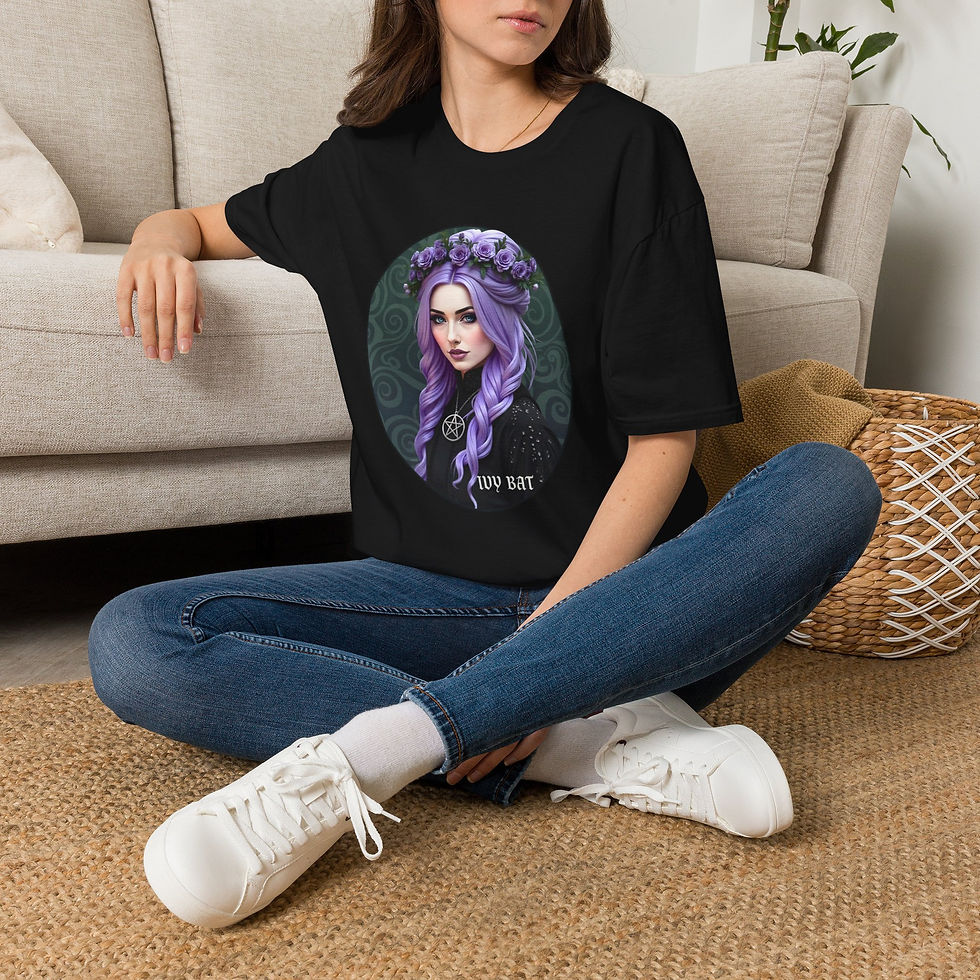 Thumbnail: Purple Goth Girl Portrait Ivy Bat Vampire Aesthetic Tee
