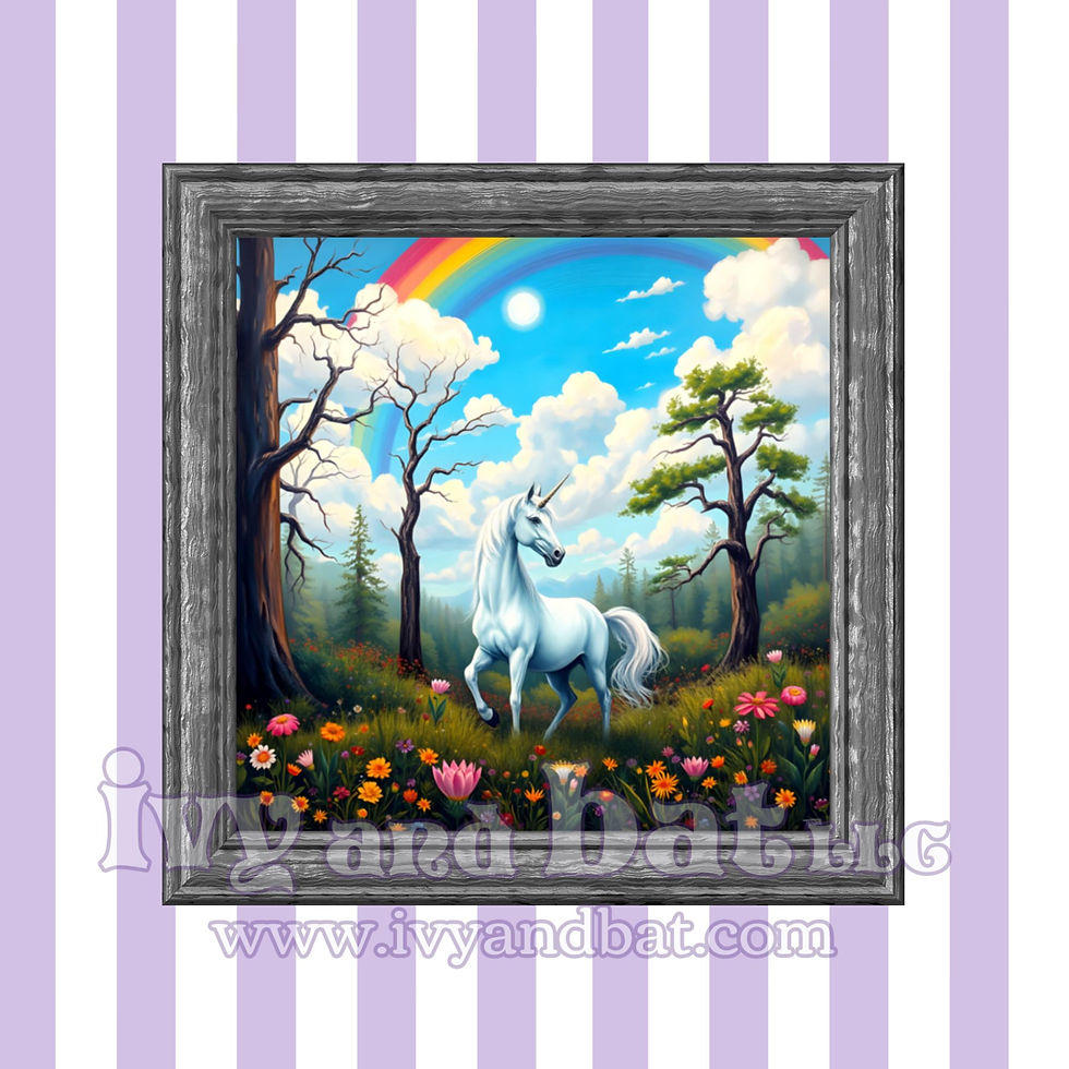 Thumbnail: Rainbow Forest Unicorn Fantasy Art Poster Print