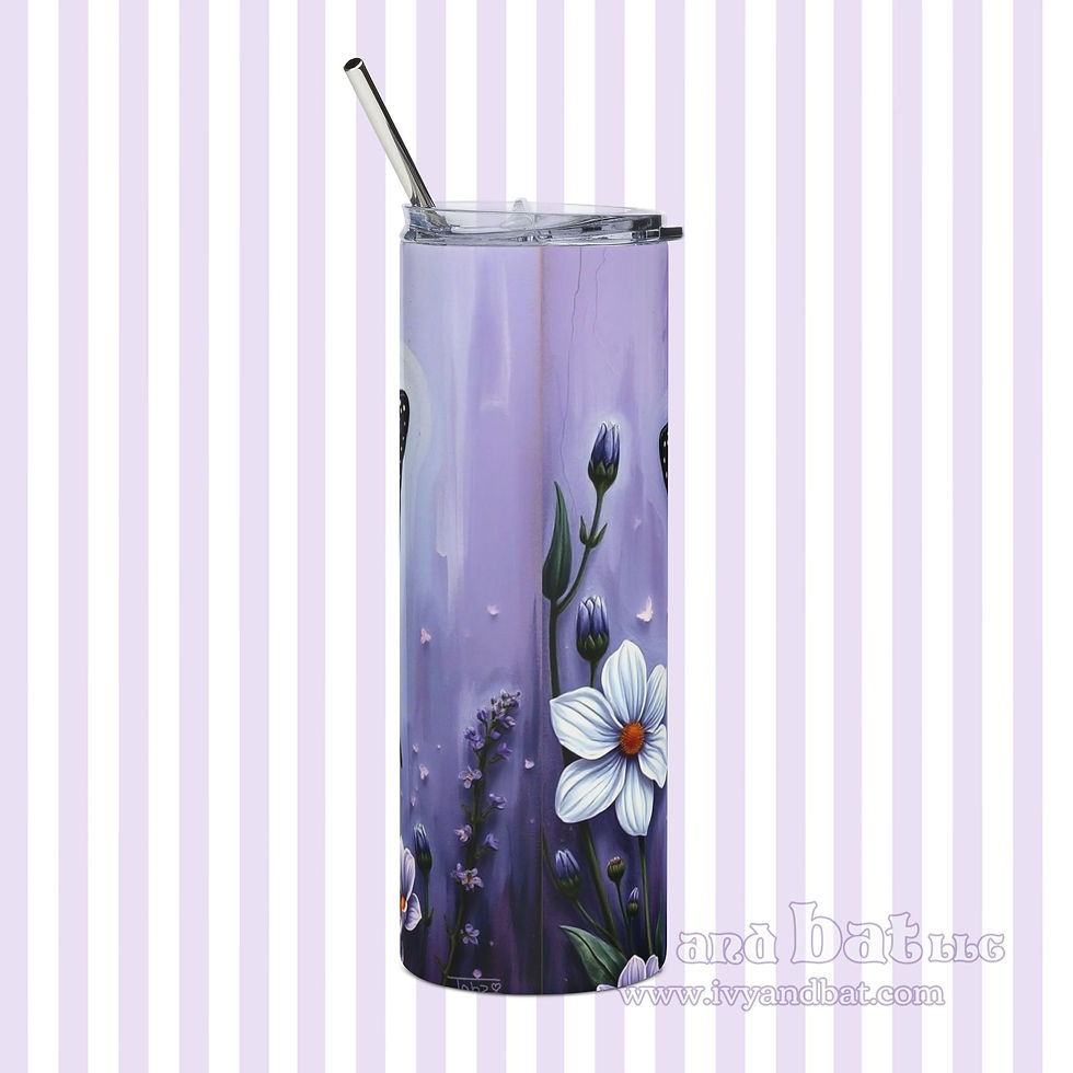 Thumbnail: Purple Butterfly Stainless Steel Tumbler, 20oz | Eco-Friendly Travel Mug