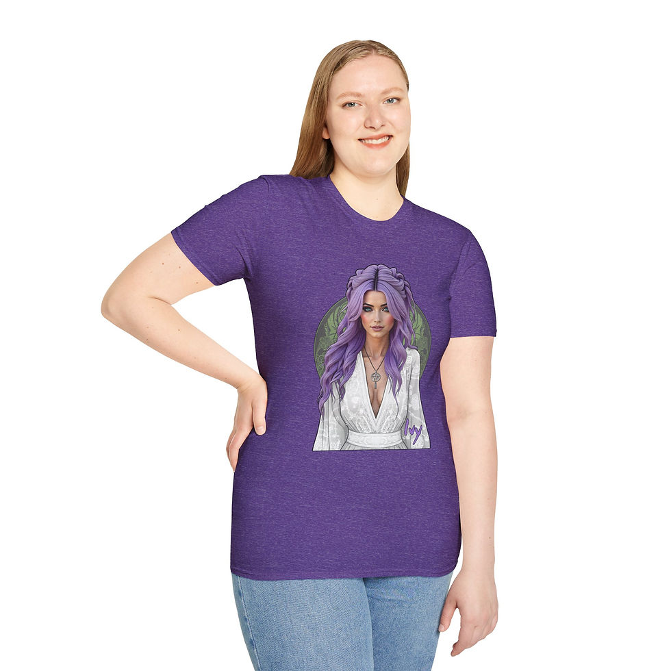 Thumbnail:  Ivy Bat Midsummer White Wiccan Witchcraft Pagan Symbol Tee