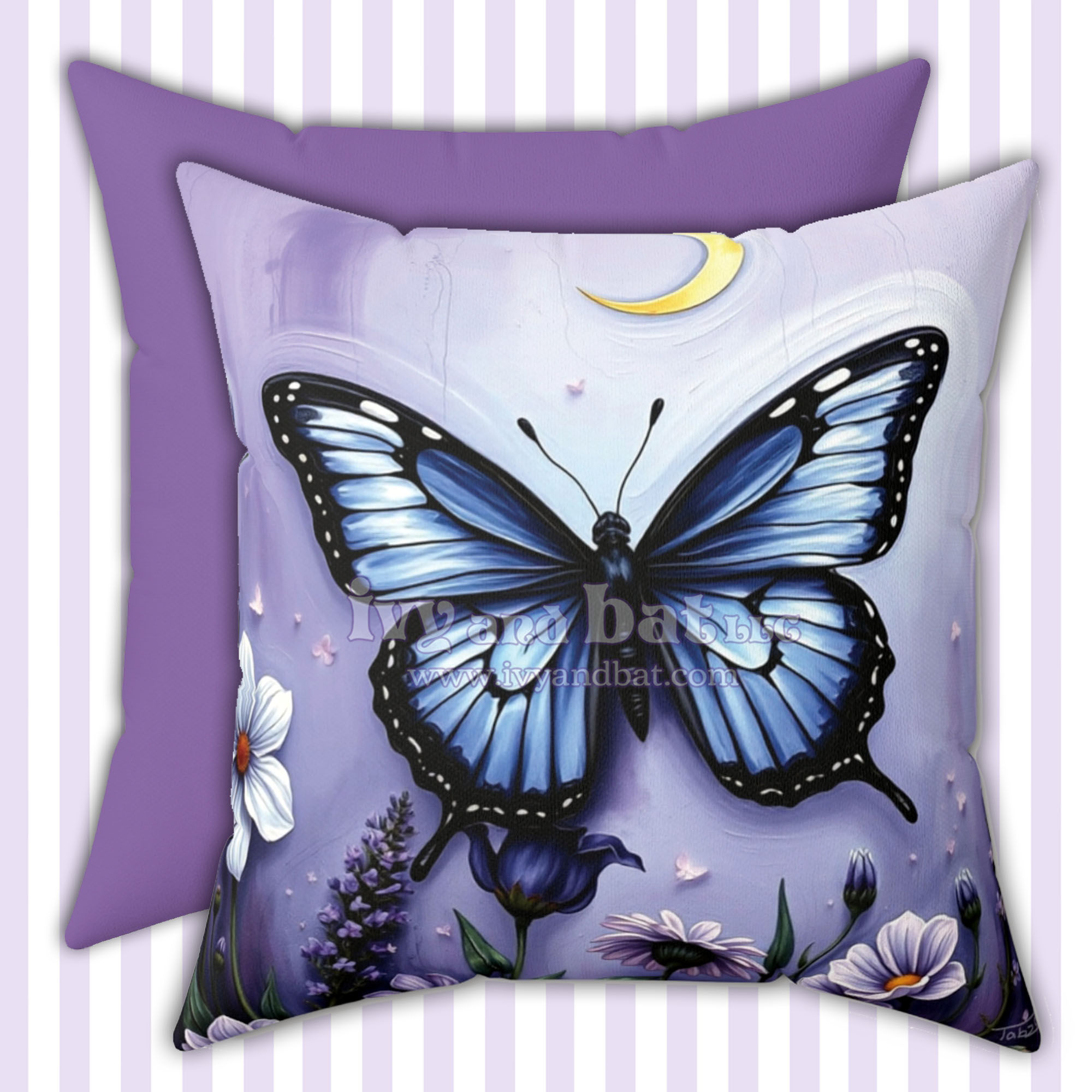 Butterfly Dreams Decorative Pillow, Throw Pillow, Gothic Fantasy Art Pillow