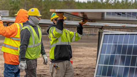 Setting solar panels in Wisconsin.