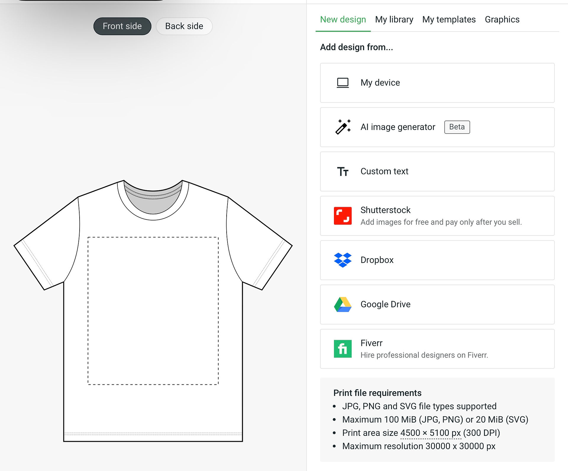 printfy design a shirt