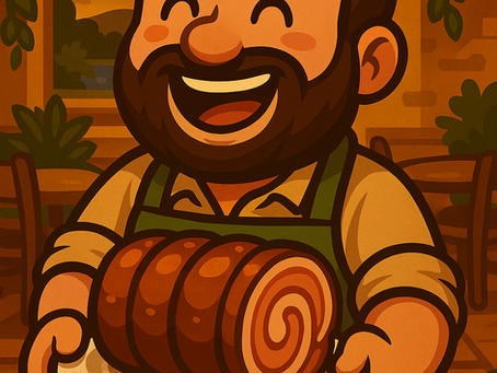 Personnage Ciccio avec une porchetta italiana