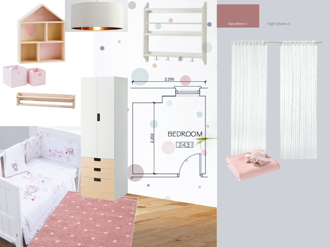 Young girl's bedroom mood board