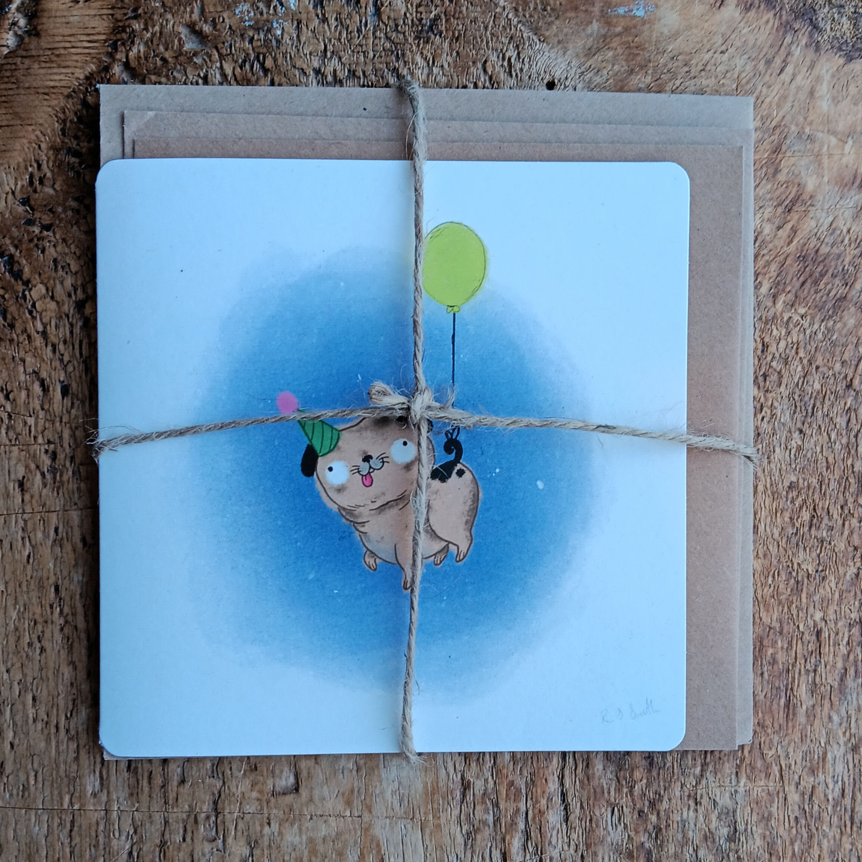 Pugs Like To Party Re-usable Greetings Card