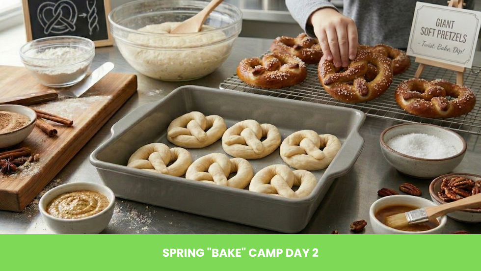SPRING "BAKE" CAMP DAY 2: Giant Soft Pretzel Lab (register for any or all 5 days!)