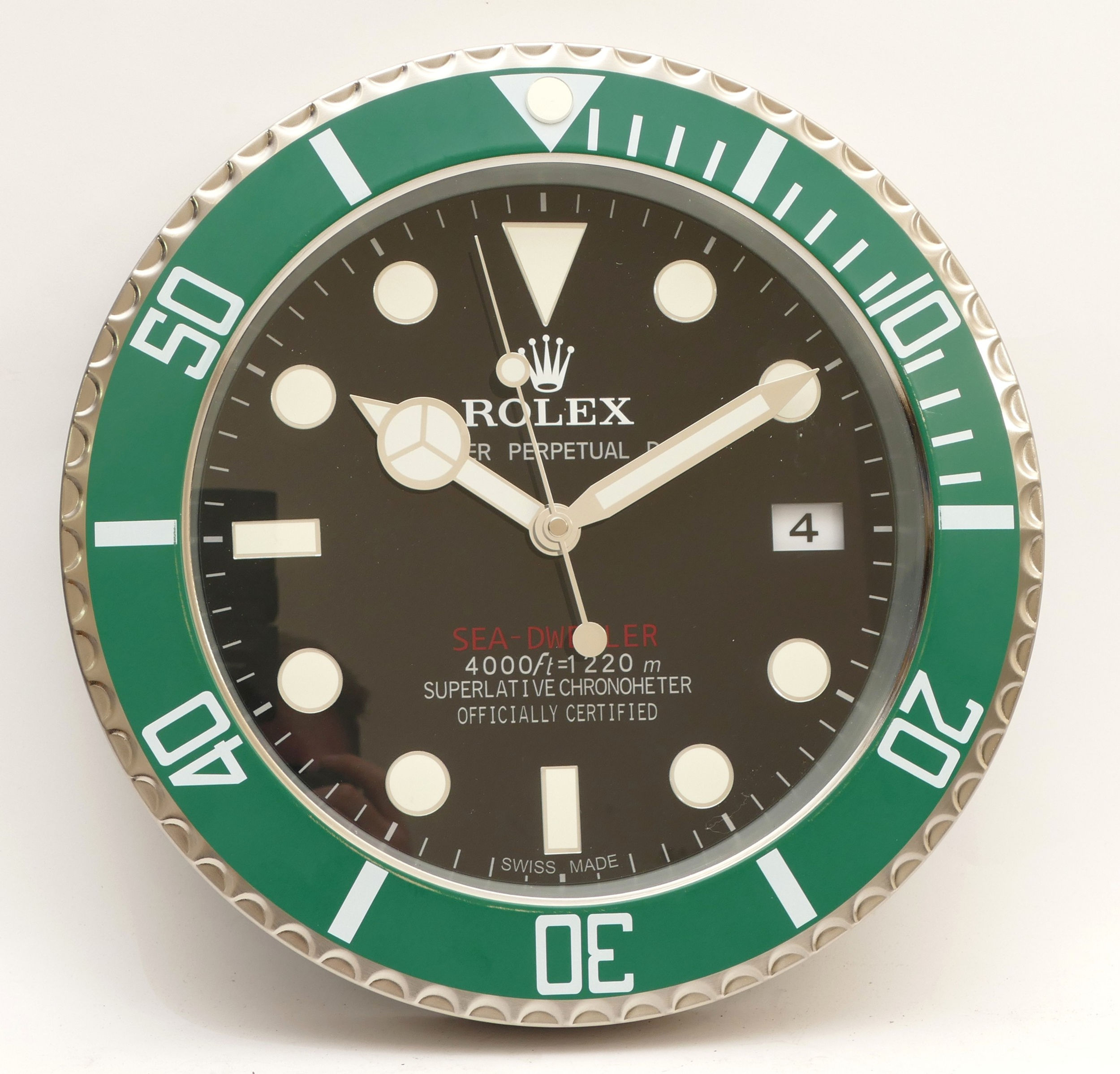 'Rolex' Seadweller Dealer Wall Clock in Green