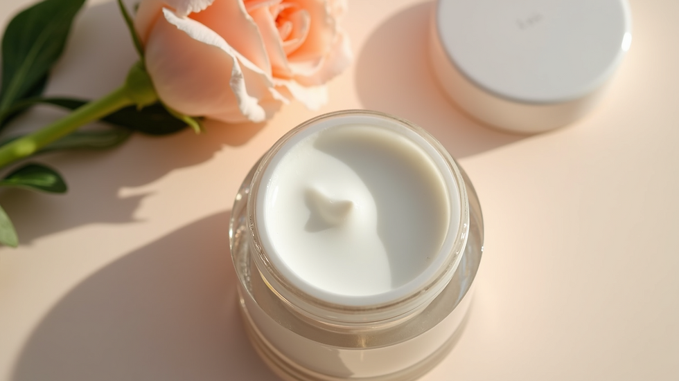 Close-up view of skincare moisturizer in a sleek container
