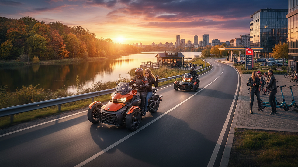 Wide angle view of a scenic road perfect for Can-Am Ryker rides