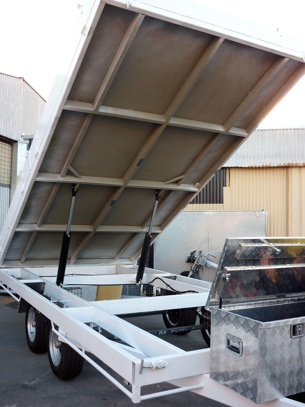 Tipper Trailer Front View with A Frame tool Box