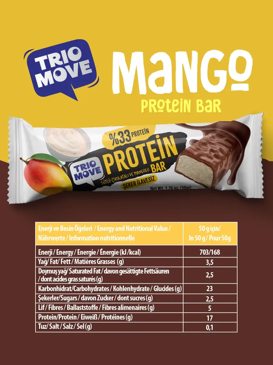 Küçük resim: Trio Move Protein Bar 9 Adet X 50 Gr Mango & Yoğurt