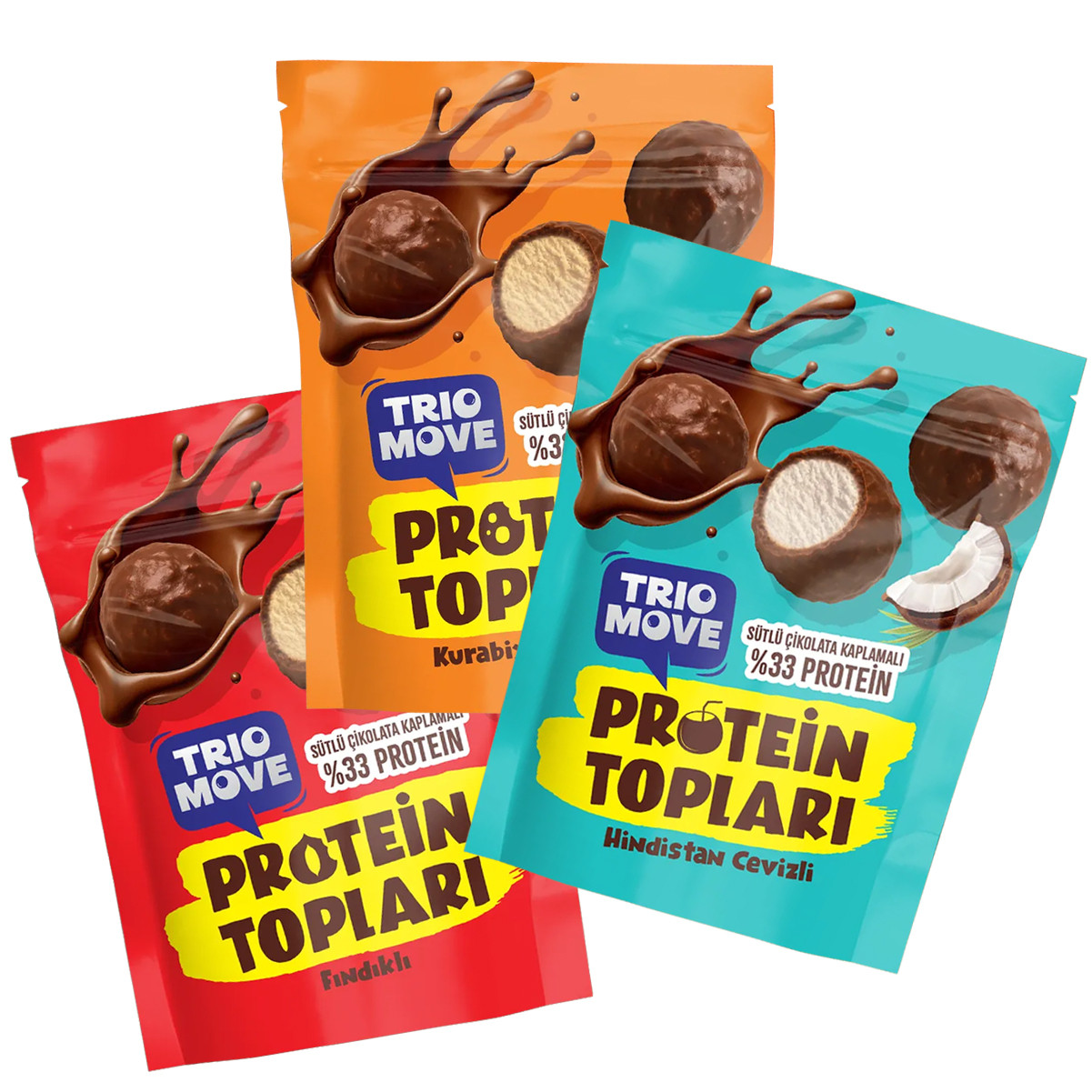 Trio Move Sütlü Çikolata Kaplamalı Fındıklı Protein Topları %33 x 5 Adet