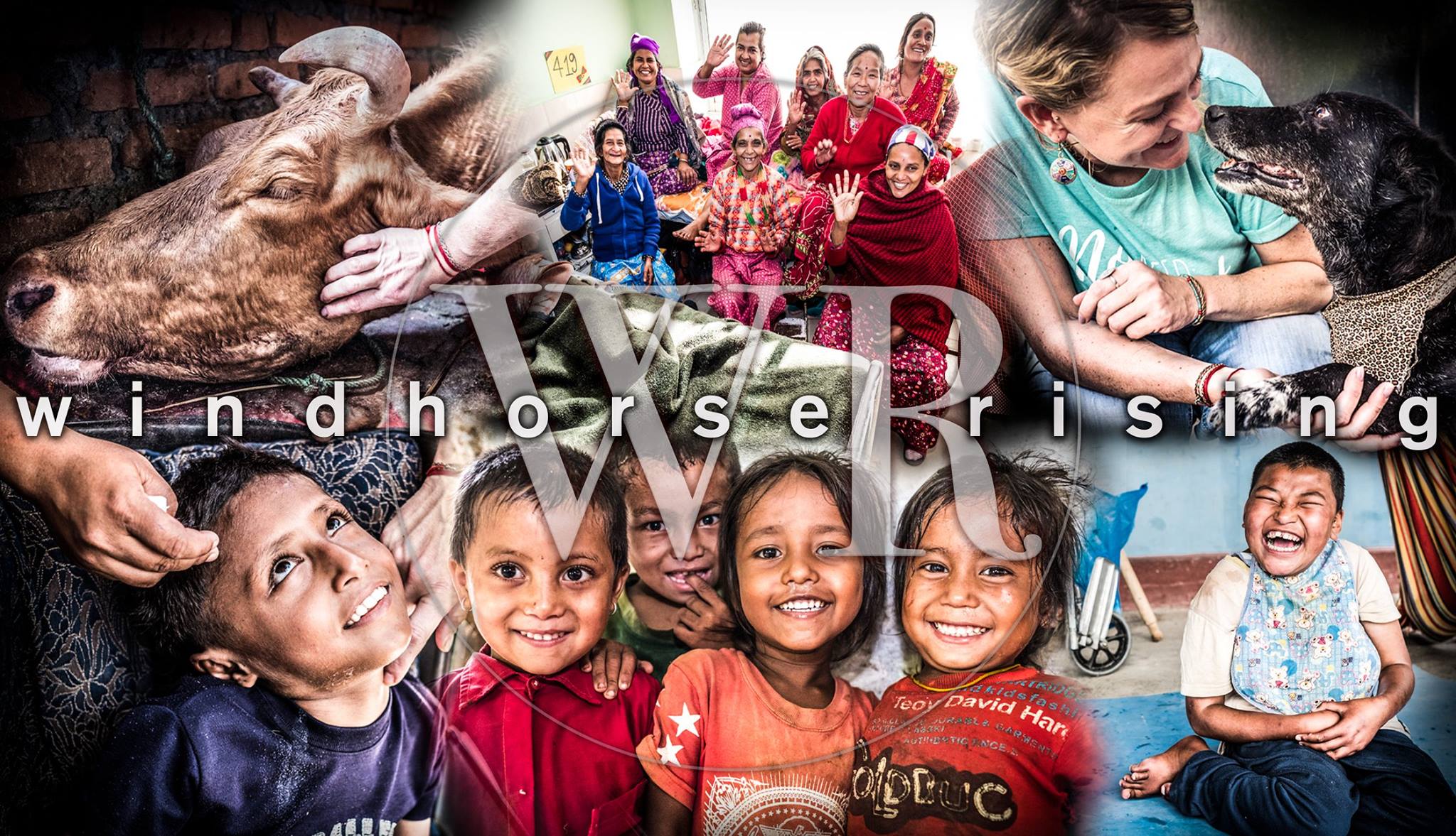 A photo collage combines community groups, smiling children, and documentary scenes beneath faint project lettering — Nepal — Jul 4, 2017 — It is with extreme excitement the I announce the launch of my new project — photograph by Tokpa Korlo