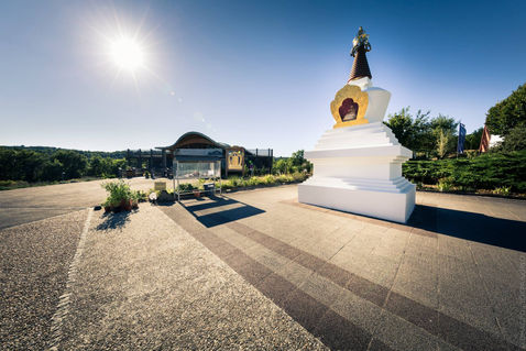 Photograph from Dhagpo - A Golden Glow, A Trailing Shadow — Dhagpo Kagyu Ling, Saint-Léon-sur-Vézère, France — July 2015 — photograph by Tokpa Korlo