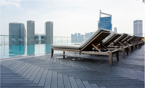 hotel, commercial, residential, school, college, composite wood, natural wood, decking, railing, staircase, stairs, bench, benches, wood