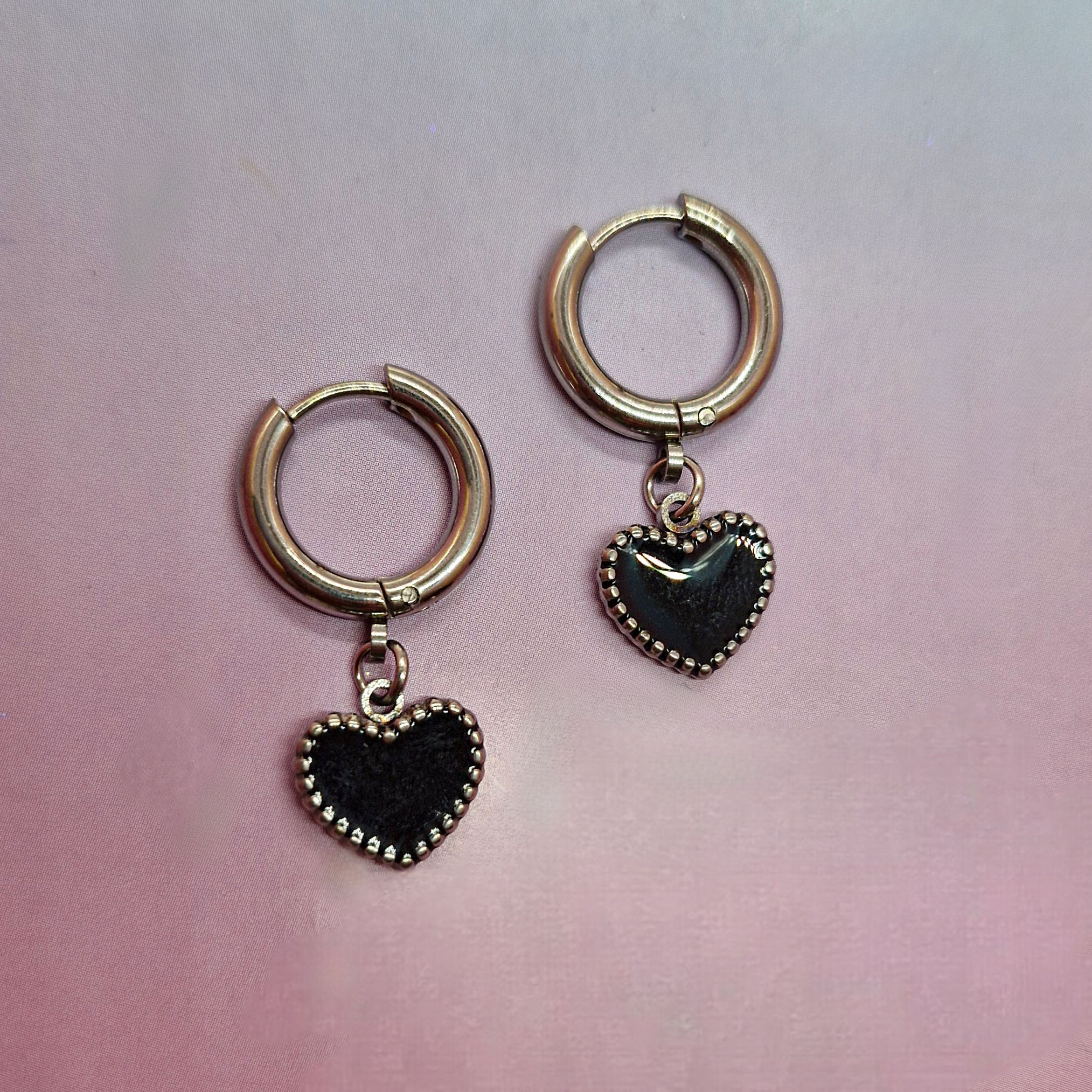 Black Heart Drop Earrings