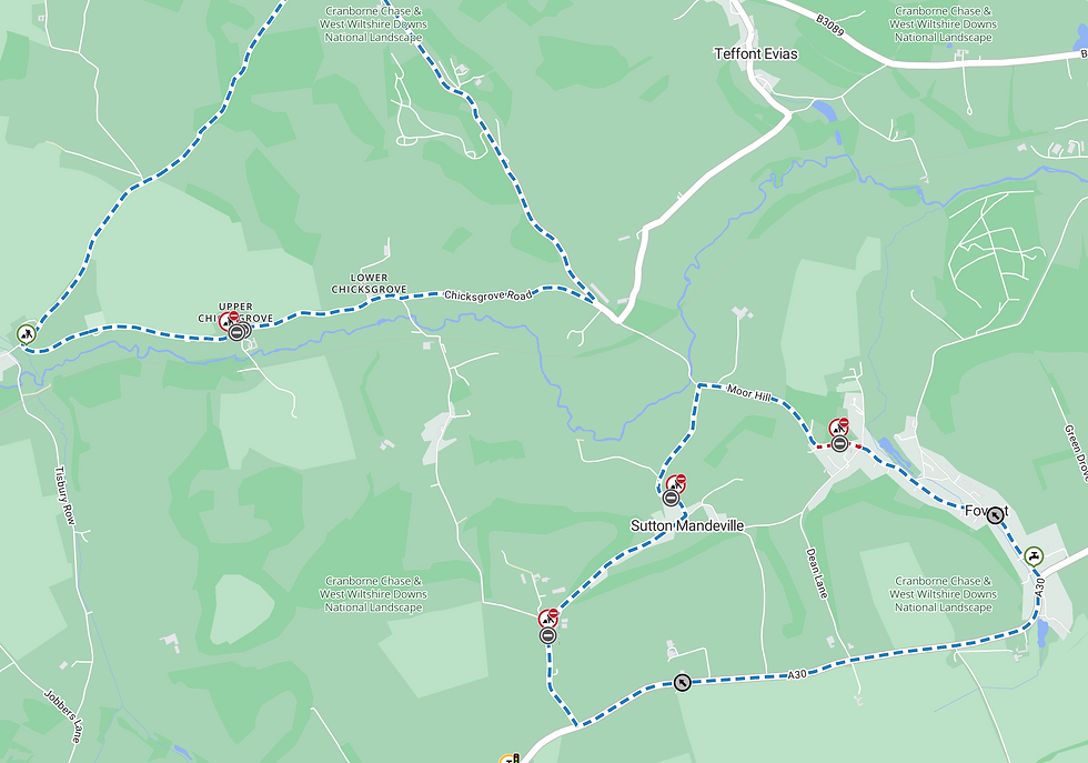 Road Closures Area Map - Sutton Mandeville Parish