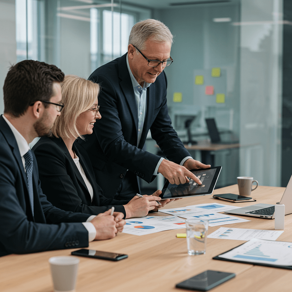 Berater arbeitet mit Führungskräften in Frankfurt an Strategien – NobleCamps Organisationsentwicklung und Consulting in Deutschland.