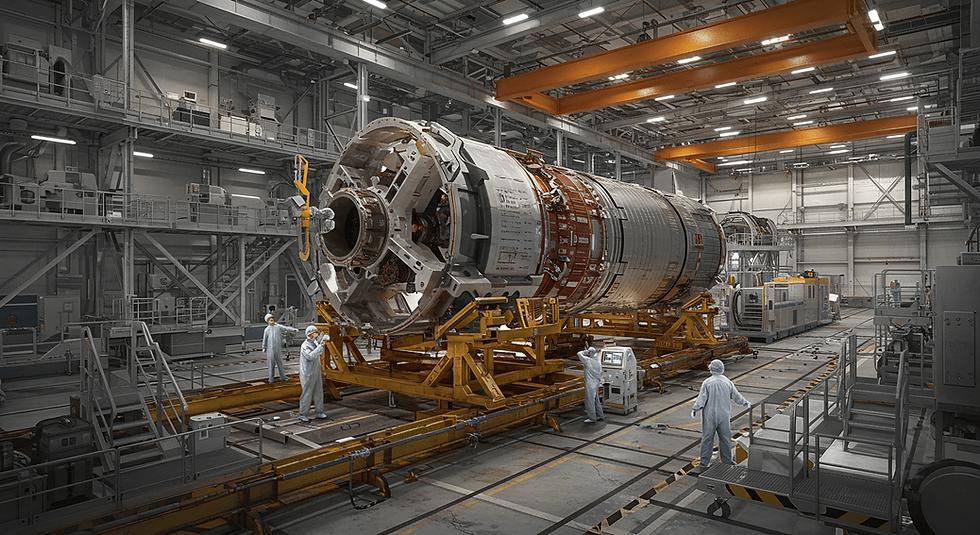 Aerospace innovation hub with advanced spacecraft design and assembly in the US.