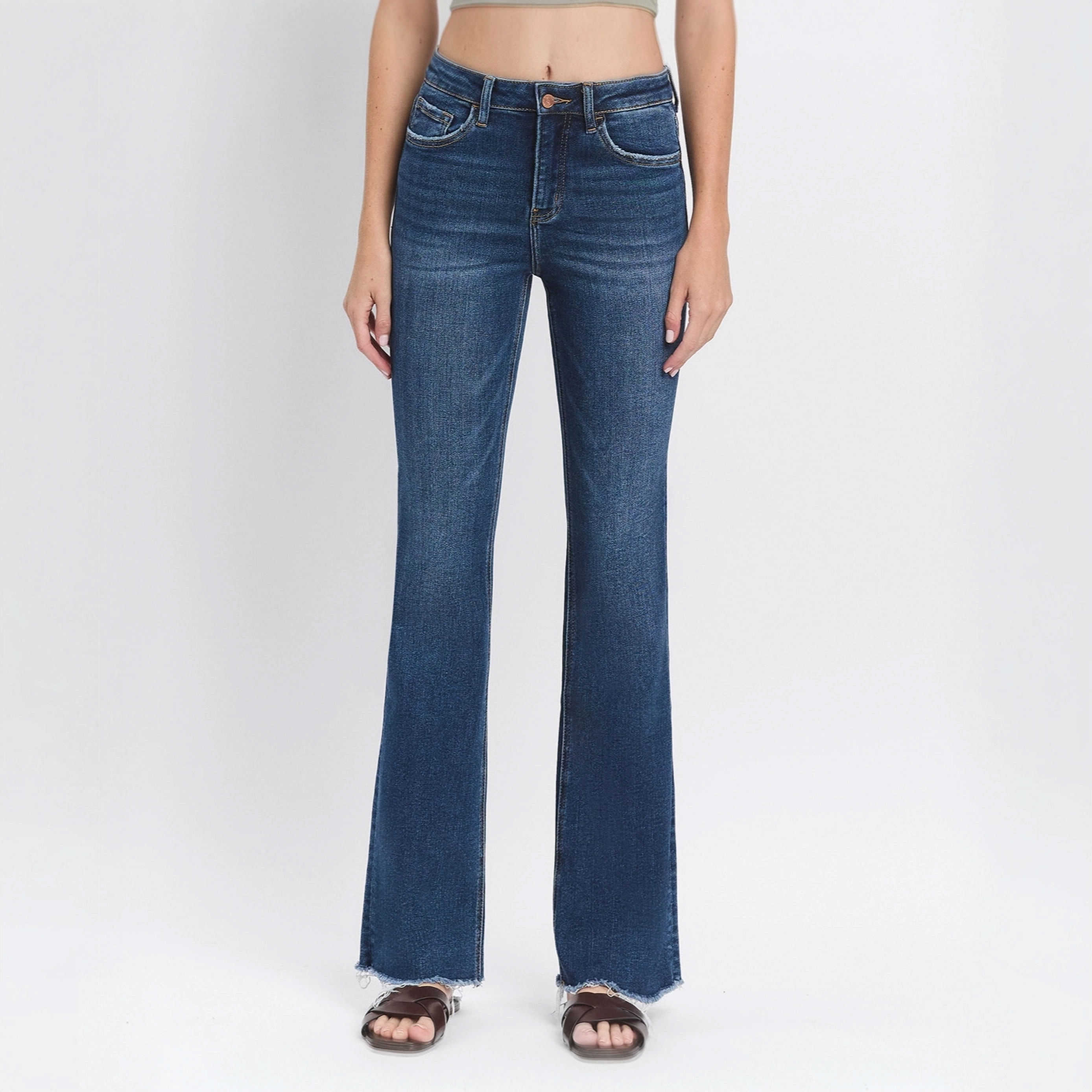 Raw hem bootcut jean