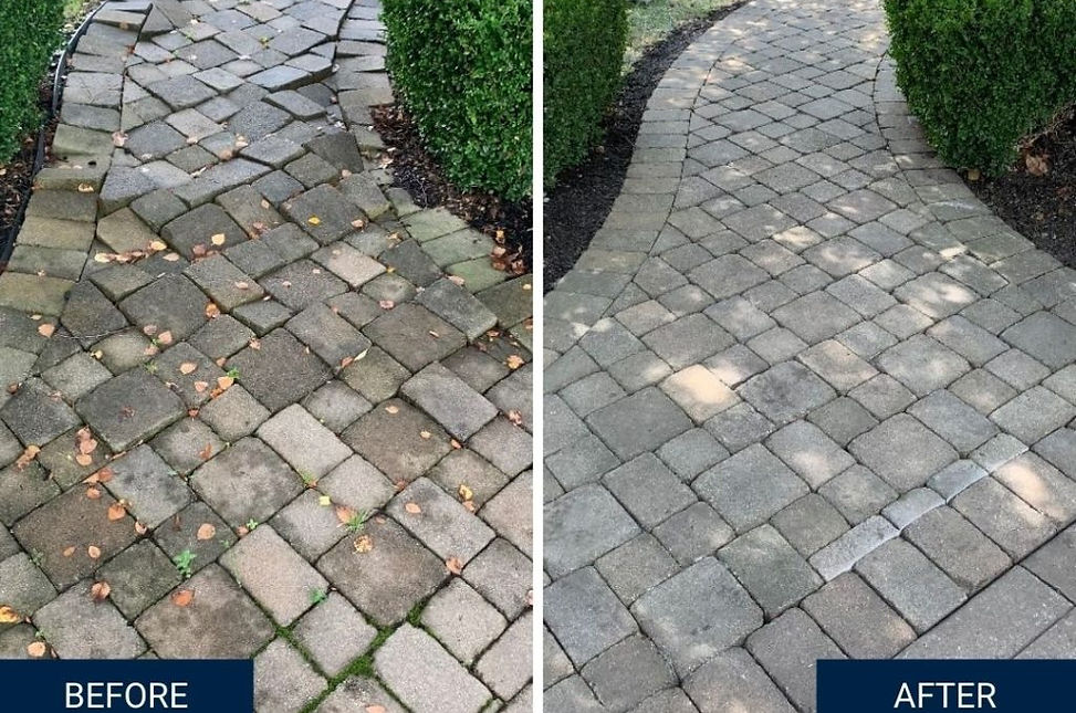 Before & After image of the interlocking pavement when renovation has completed