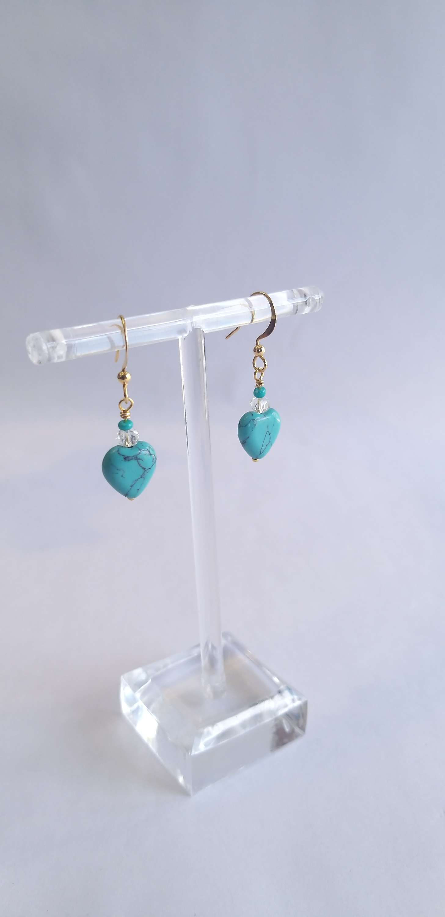 Turquoise Heart Earrings - Gold/Silver