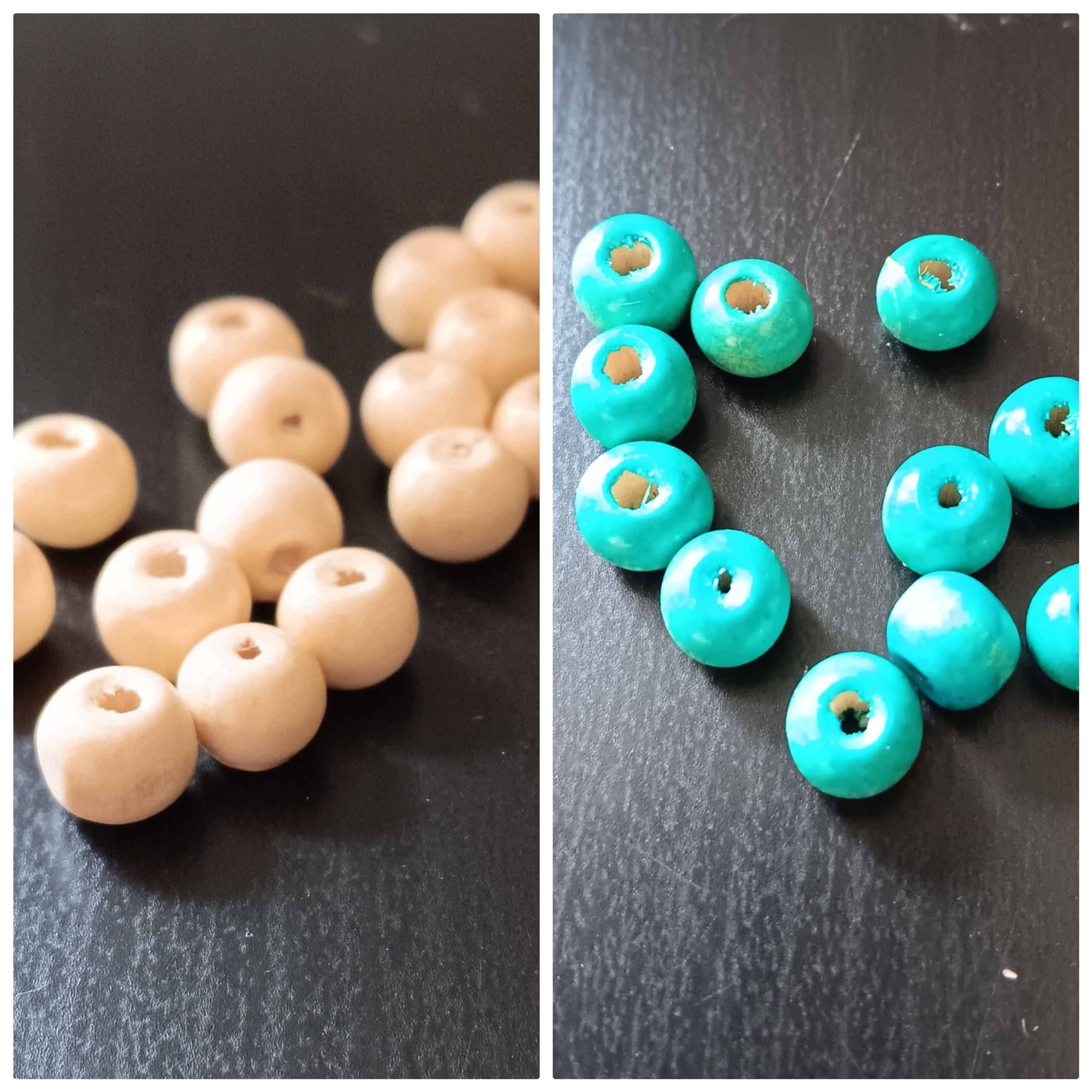 100 for €1-Painted Wooden Beads - Turquoise or Cream