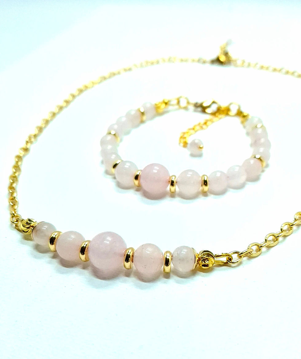 Thumbnail: Rose Quartz Bracelet - Gold