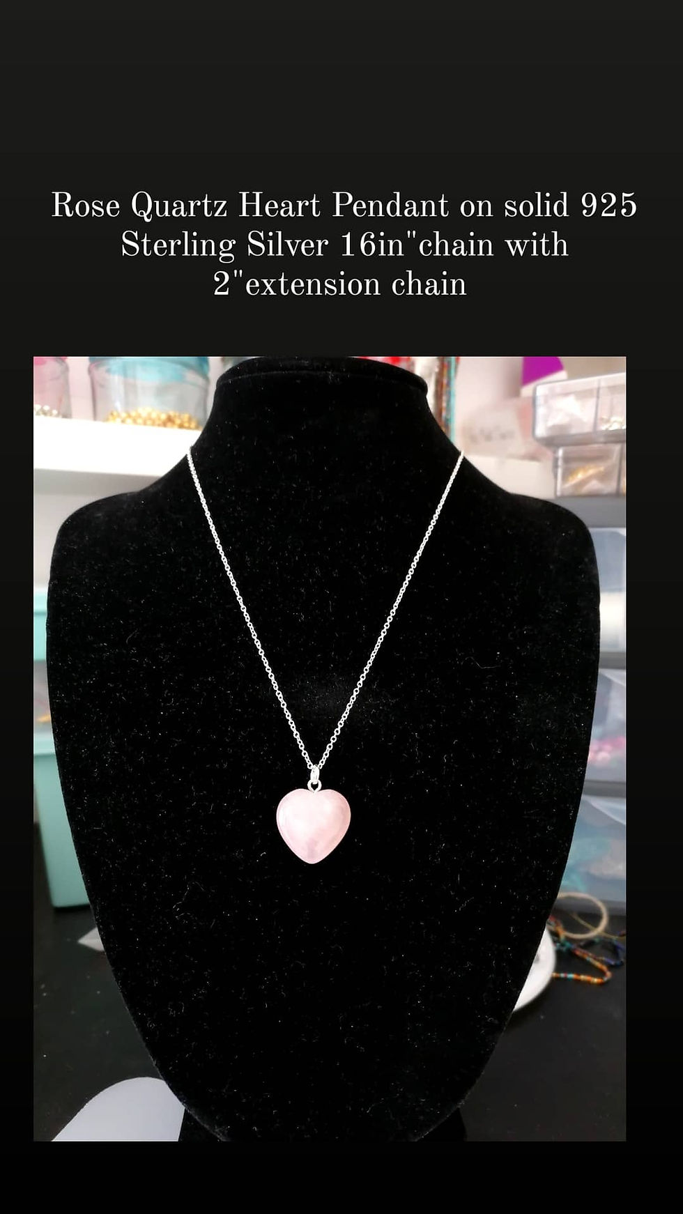 Thumbnail: Sterling Silver Rose Quartz Heart Pendant