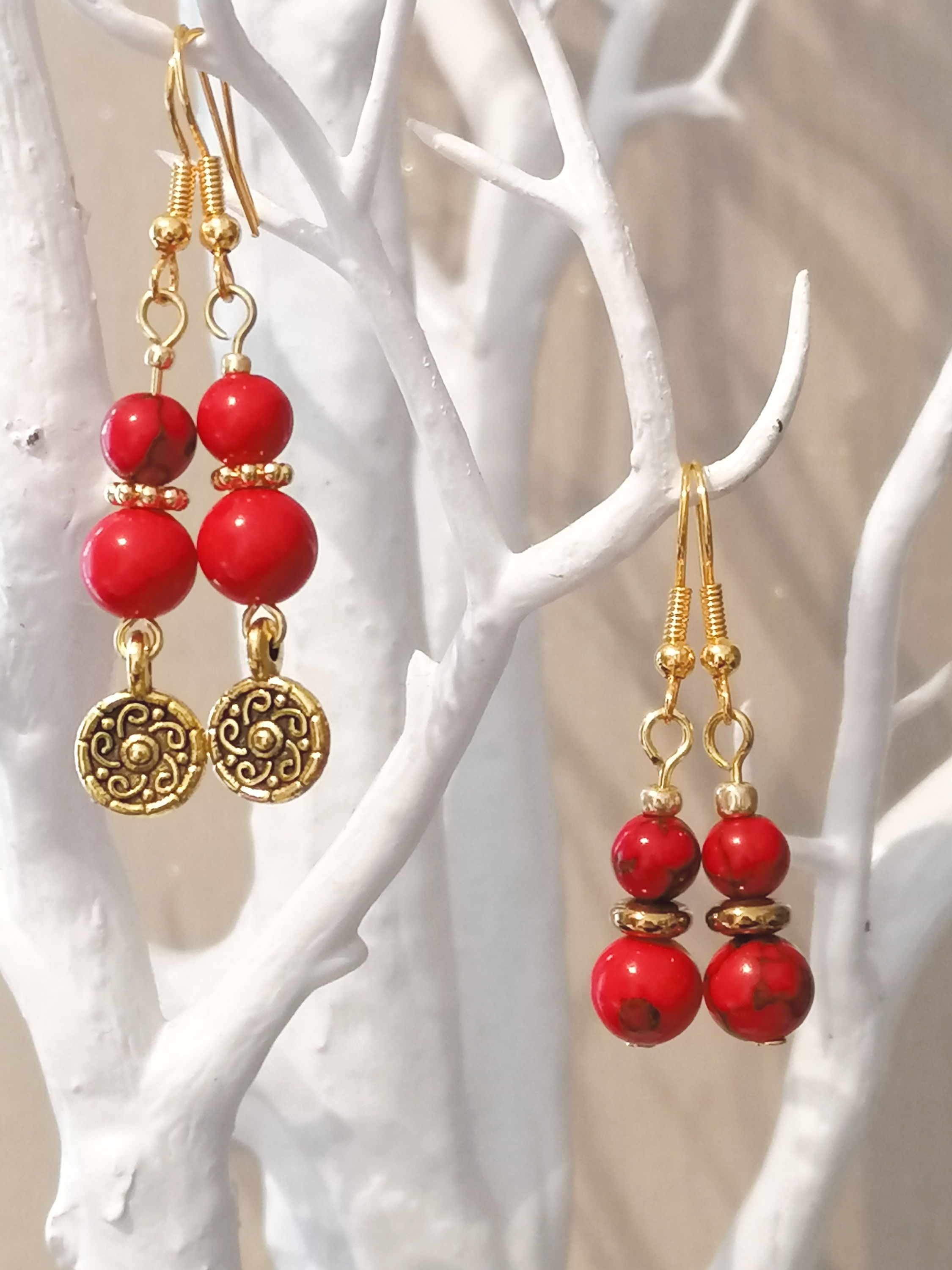 Red Turquoise Earrings