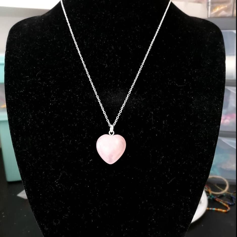 Thumbnail: Sterling Silver Rose Quartz Heart Pendant