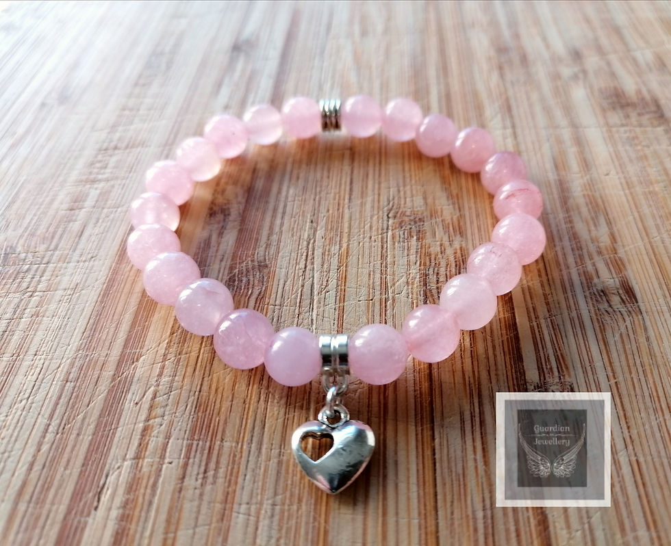 Thumbnail: PURE - Rose Quartz Heart Bracelet - Gold or Silver