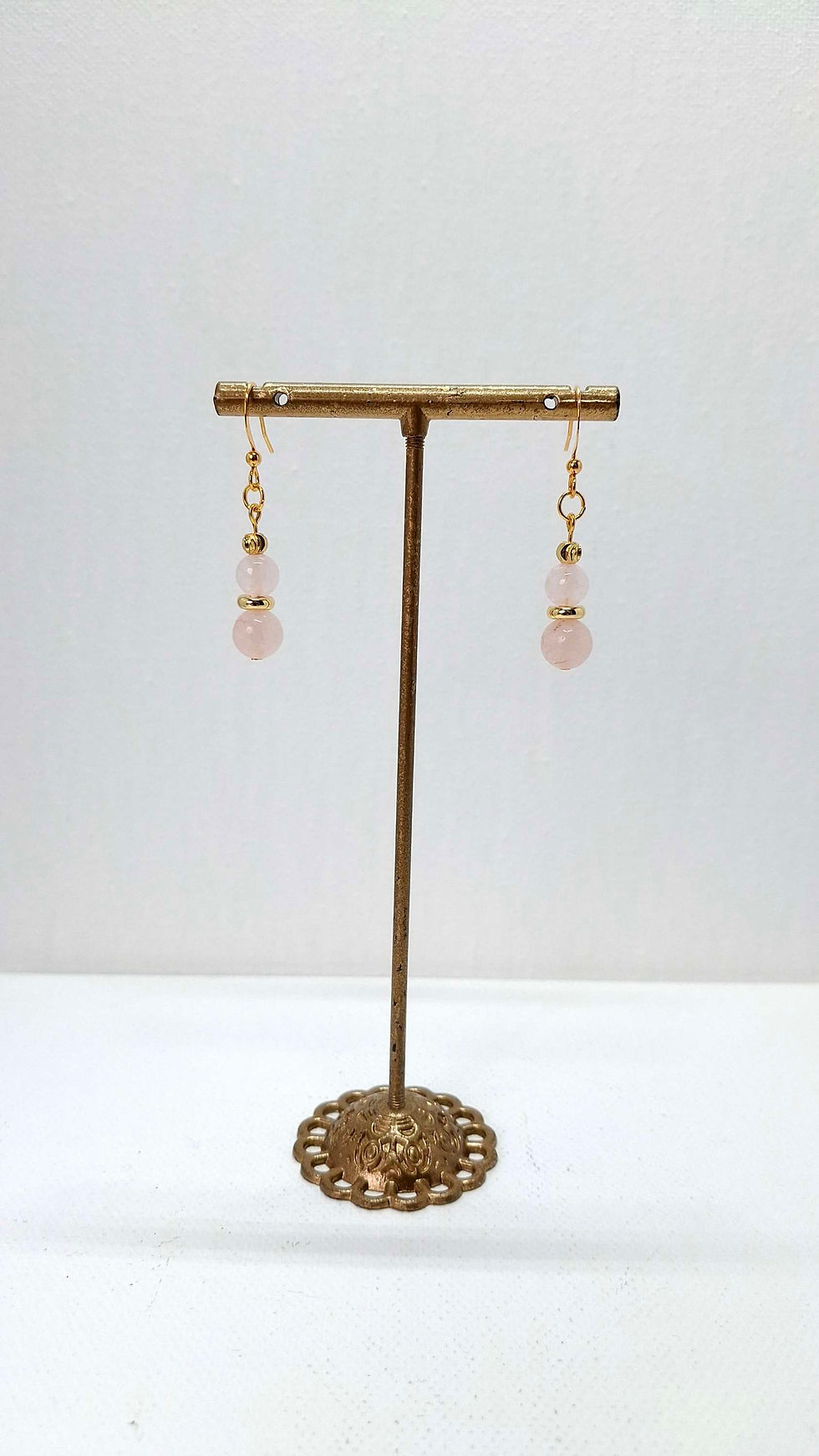 Thumbnail: Rose Quartz Earrings - Gold/Silver 