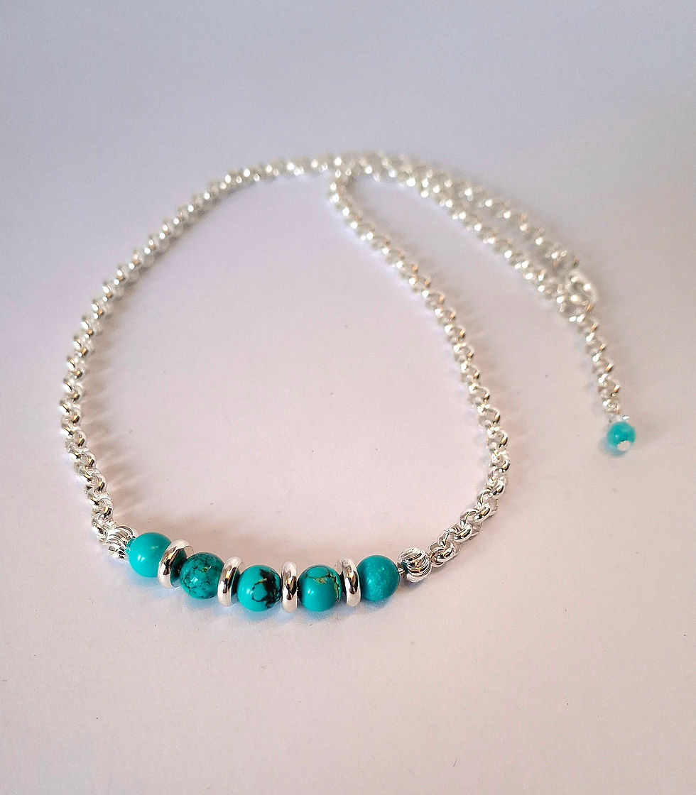 Thumbnail: Turquoise Necklace - Silver 