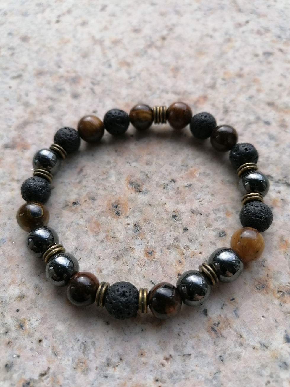 Thumbnail: Bronze + Lava + Hematite + Tiger Eye Bracelet