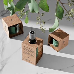 Sustainable product photography by Kumar Piyush — eco-friendly beauty products in kraft packaging arranged with green botani