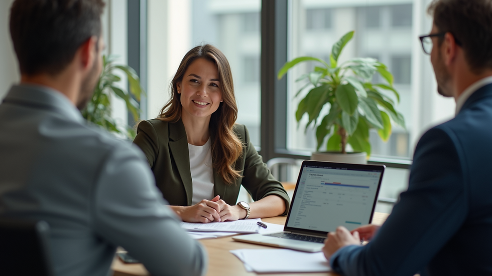 Eye-level view of a small business owner discussing financing options with a lender