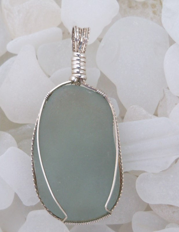 Blue Beach Glass Pendant