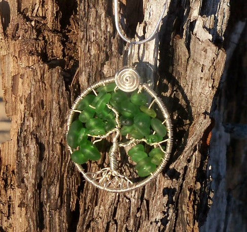 Thumbnail: Green Beach Glass Tree of life
