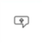 Minimal line icon of an upward arrow combined with a speech bubble, simple outline, black