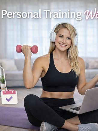 Online personal trainer in an online zoom session
